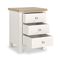 Farrow XL Coconut White Bedside Table  from Roseland Furniture - drawers open and silver handles
