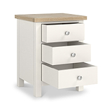 Farrow XL Coconut White Bedside Table  from Roseland Furniture - drawers open and silver handles