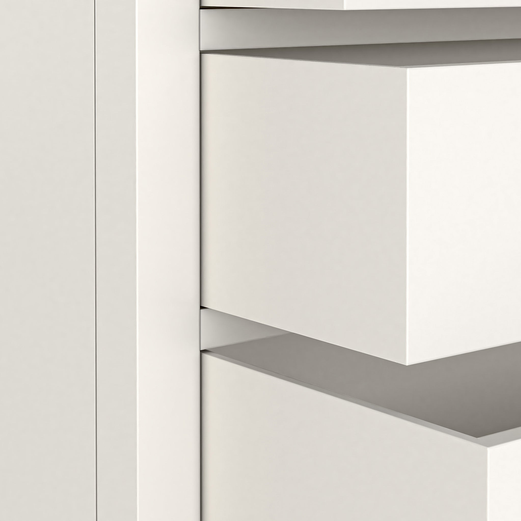 Farrow XL Coconut White Bedside Table  from Roseland Furniture - close up of drawers