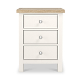 Farrow XL Coconut White Bedside Table  from Roseland Furniture - Front view with silver handles