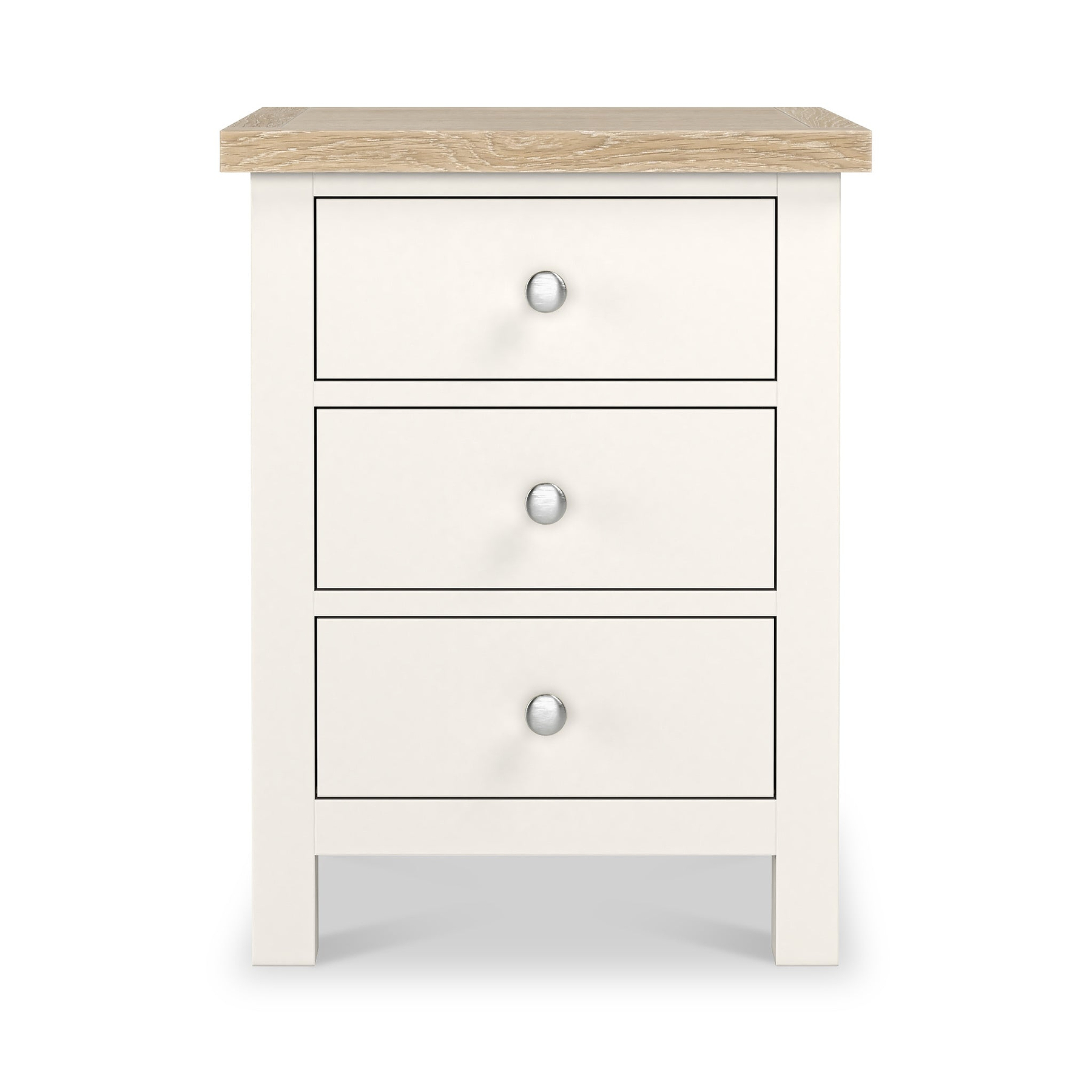 Farrow XL Coconut White Bedside Table  from Roseland Furniture - Front view with silver handles