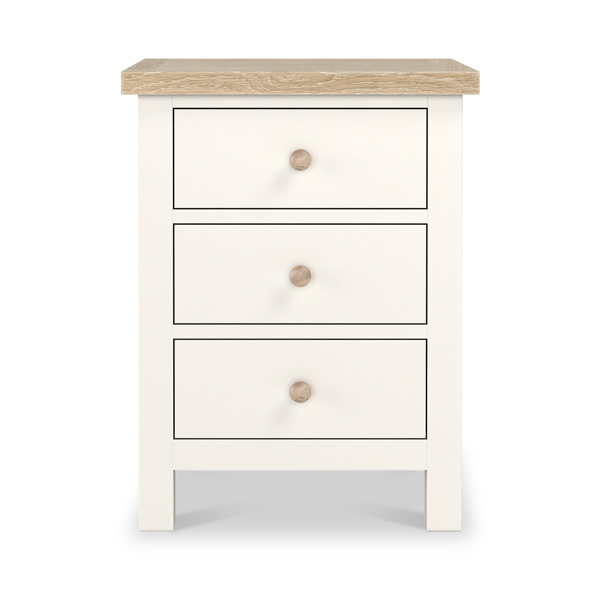 Farrow XL Coconut White Bedside Table  from Roseland Furniture - Front view with wooden handles