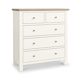 Farrow XL Coconut White with Washed Farrow XL Washed Oak Coconut White 2 Over 3 Chest of Drawers from Roseland Furniture - Angle View with wooden knobs