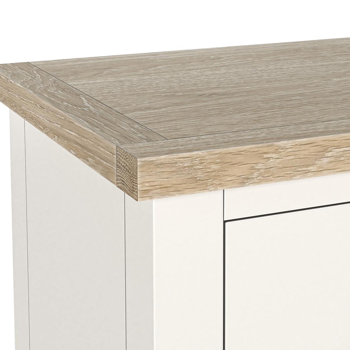Farrow XL Coconut Washed Oak Coconut White 2 Over 3 Chest of Drawers from Roseland Furniture - Close up of wooden top