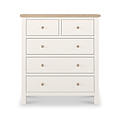 Farrow XL Coconut White with Washed Farrow XL Washed Oak Coconut White 2 Over 3 Chest of Drawers from Roseland Furniture - Front View with wooden knobs