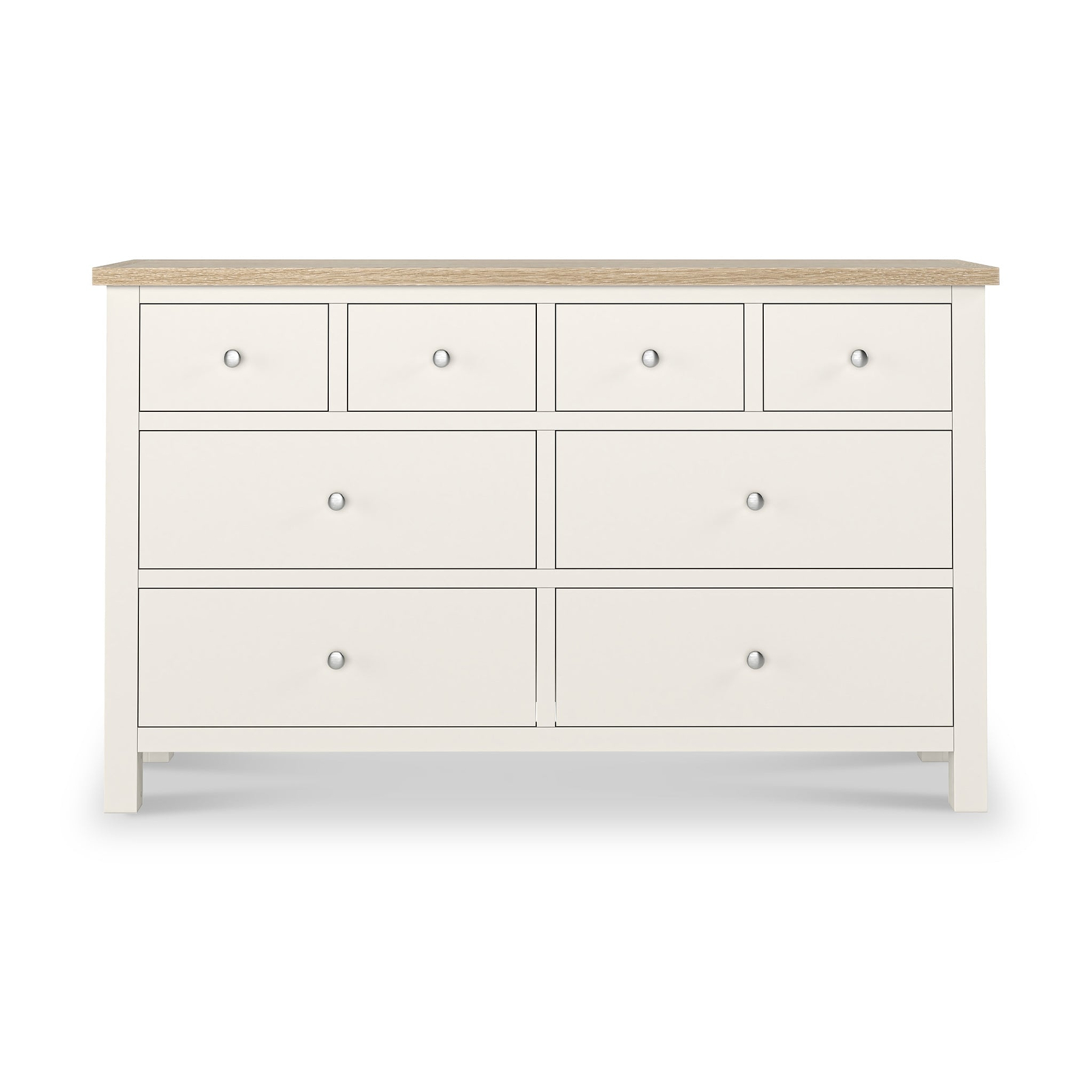 Farrow XL Coconut White 8 Drawer Chest with metal handles from Roseland Furniture