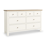 Farrow XL Coconut White 8 Drawer Chest with wooden handles from Roseland Furniture