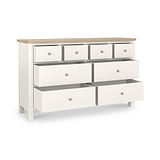 Farrow XL Coconut White 8 Drawer Chest with wooden handles from Roseland Furniture