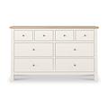 Farrow XL Coconut White 8 Drawer Chest with wooden handles from Roseland Furniture
