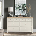 Farrow XL Coconut White 8 Drawer Chest with wooden handles from Roseland Furniture