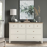 Farrow XL Coconut White 8 Drawer Chest with wooden handles from Roseland Furniture