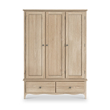 Celine Washed Oak Triple Wardrobe from Roseland Furniture