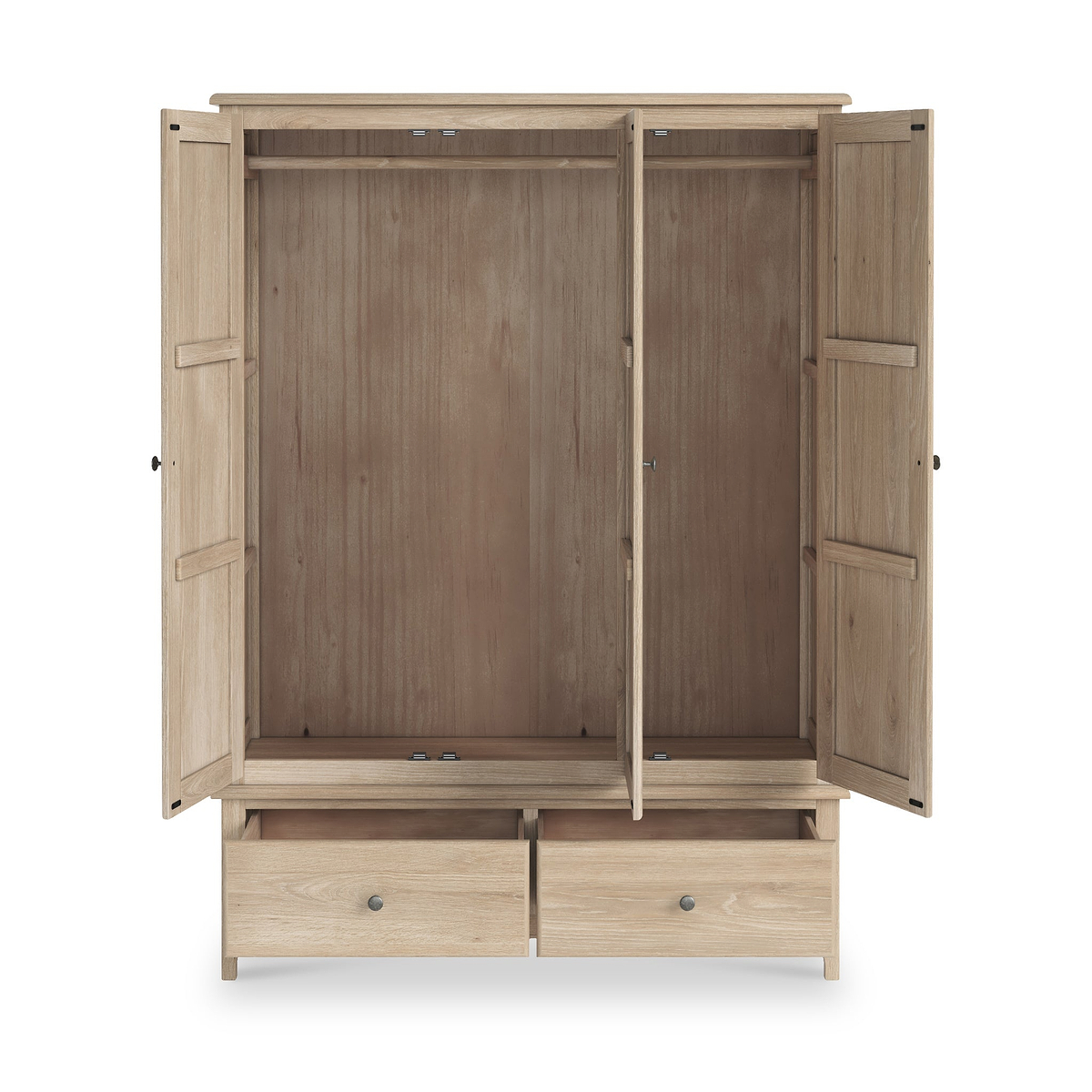 Celine Washed Oak Triple Wardrobe from Roseland Furniture