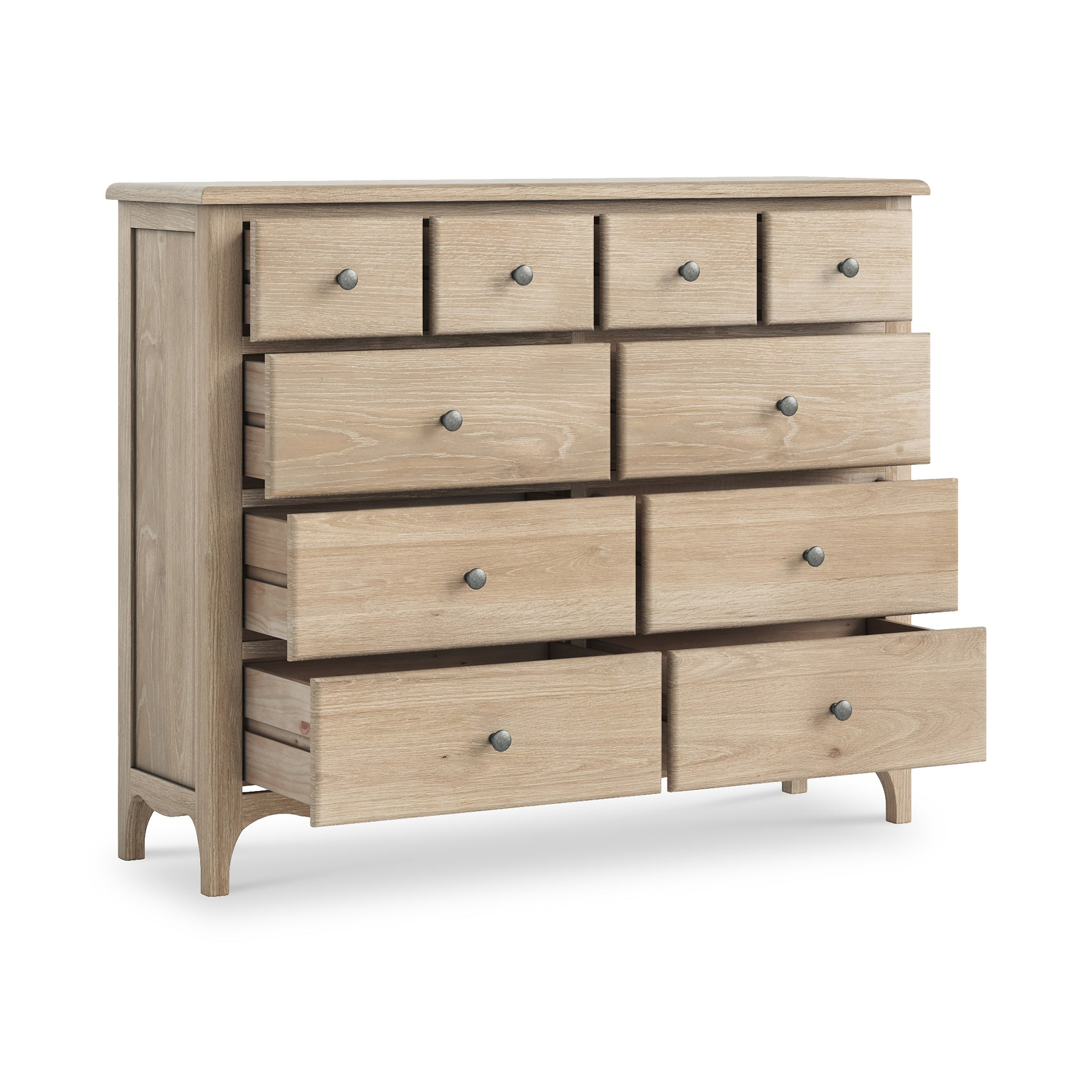 Celine Washed Oak 4 Over 6 Drawer Chest from Roseland Furniture