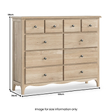 Celine Washed Oak 4 Over 6 Drawer Chest dimensions