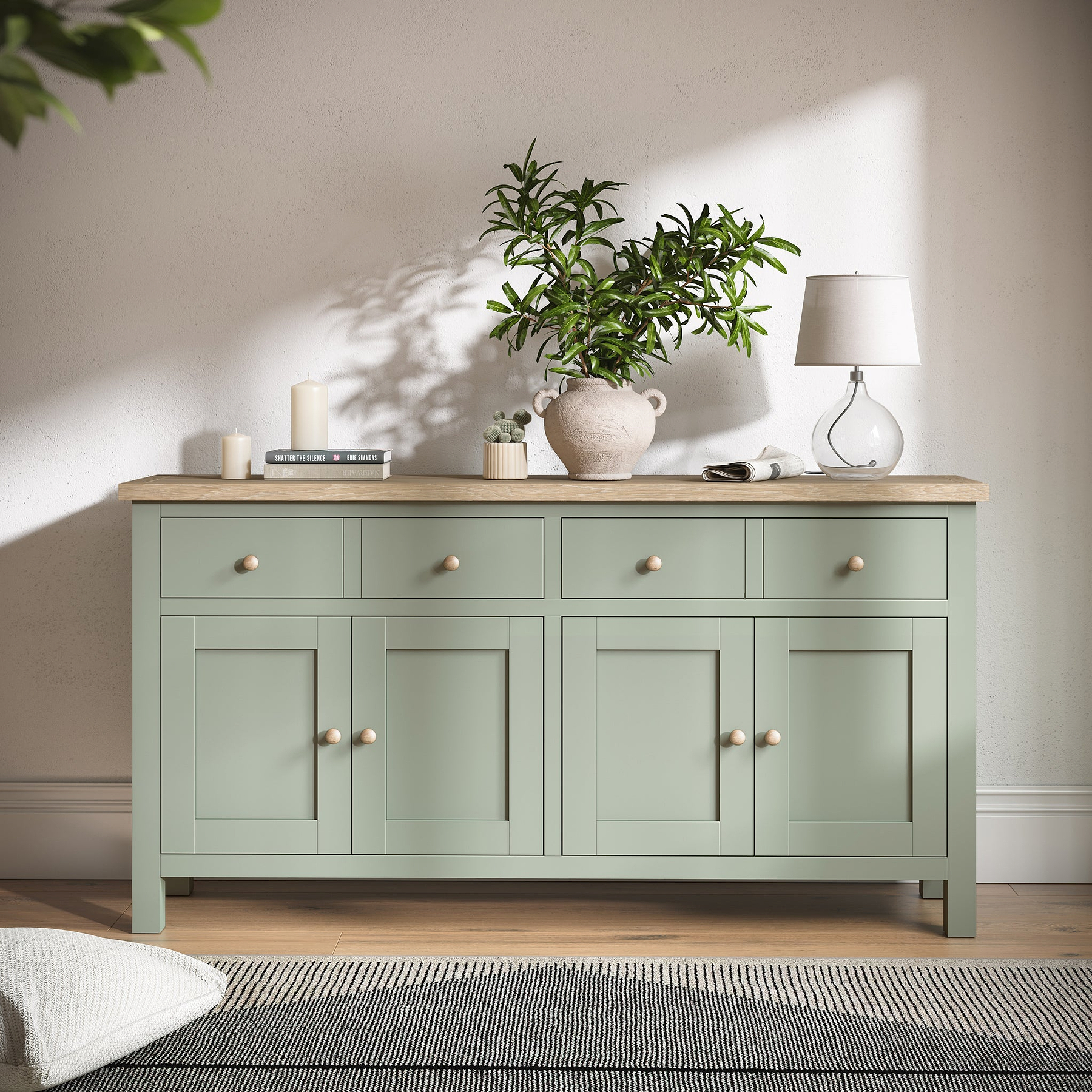 Farrow Extra Large Sideboard Washed Oak Sage from Roseland Furniture
