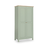 Farrow Sage Kitchen Larder Unit with washed oak top and wooden handles from Roseland Furniture
