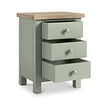 Farrow 3 Drawer Bedside Washed Oak Sage from Roseland Furniture - open drawers and silver handles