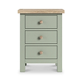 Farrow 3 Drawer Bedside Washed Oak Sage from Roseland Furniture - front view wooden handles