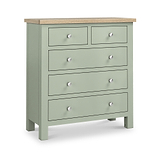 Farrow 2 Over 3 Chest Of Drawers Sage Washed Oak from Roseland Furniture - Angle View with silver handles