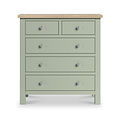 Farrow 2 Over 3 Chest Of Drawers Sage Washed Oak from Roseland Furniture - Front View with silver handles