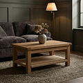 Zelah Oak Coffee Table With Woven Shelf from Roseland Furniture