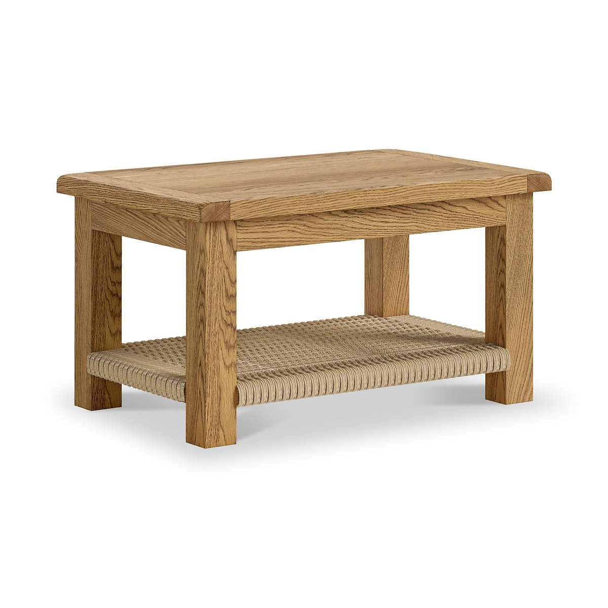 Zelah Oak Coffee Table With Woven Shelf from Roseland Furniture