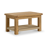 Zelah Oak Coffee Table With Woven Shelf from Roseland Furniture