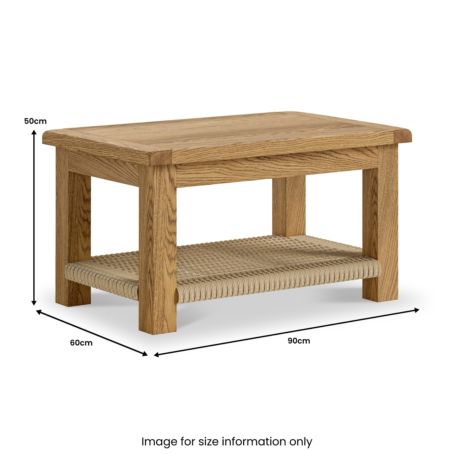 Zelah Oak Coffee Table With Woven Shelf from Roseland Furniture