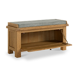 Zelah Oak Storage Bench Angle1 from Roseland Furniture