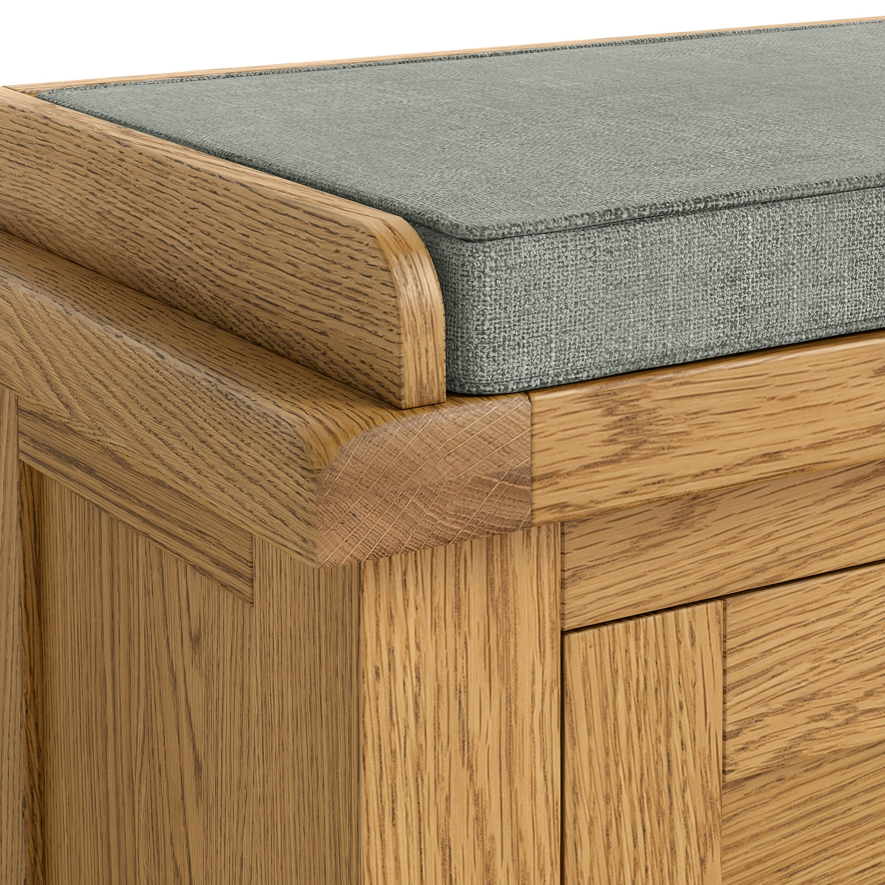 Zelah Oak Storage Bench Angle1 from Roseland Furniture
