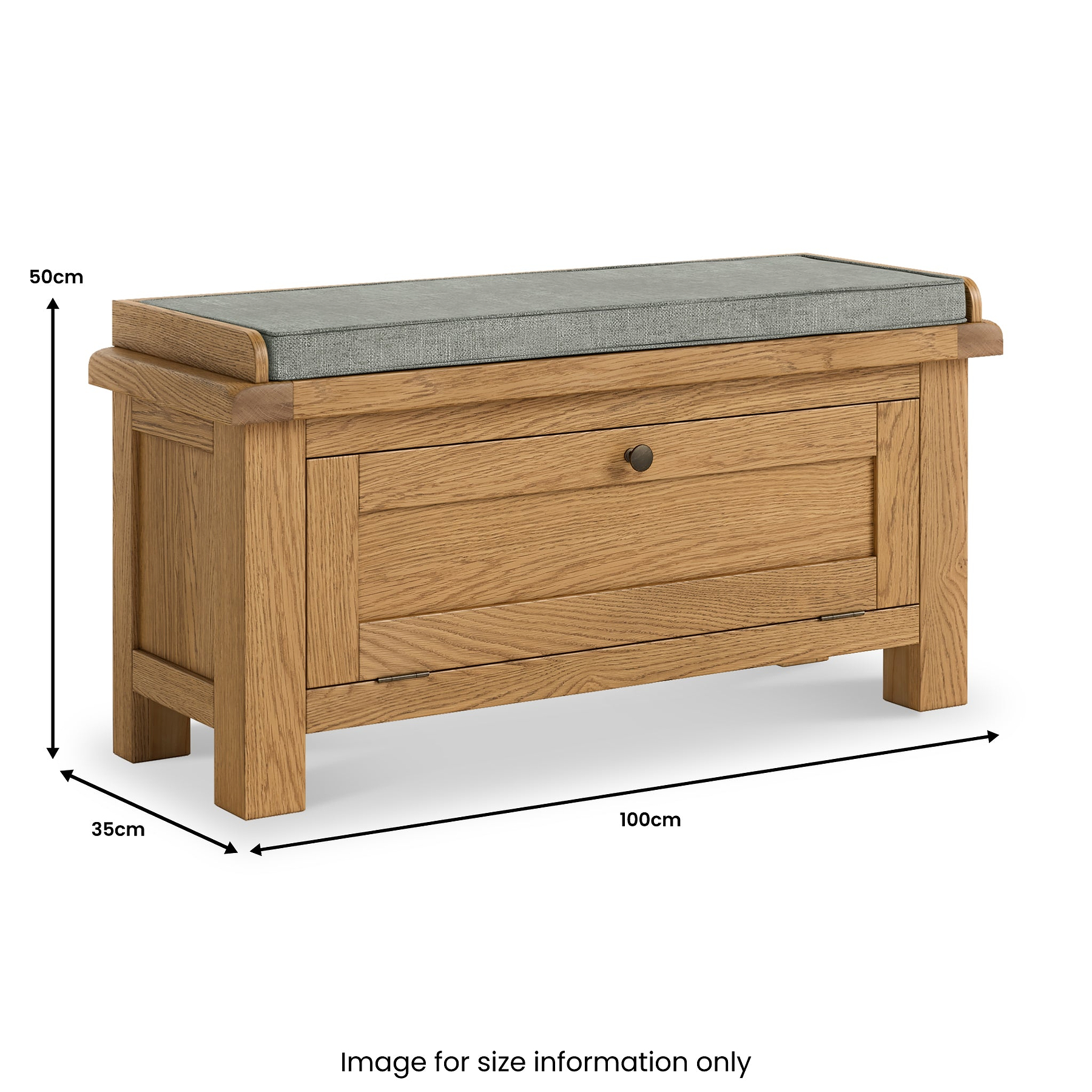Zelah Oak Storage Bench Angle1 from Roseland Furniture