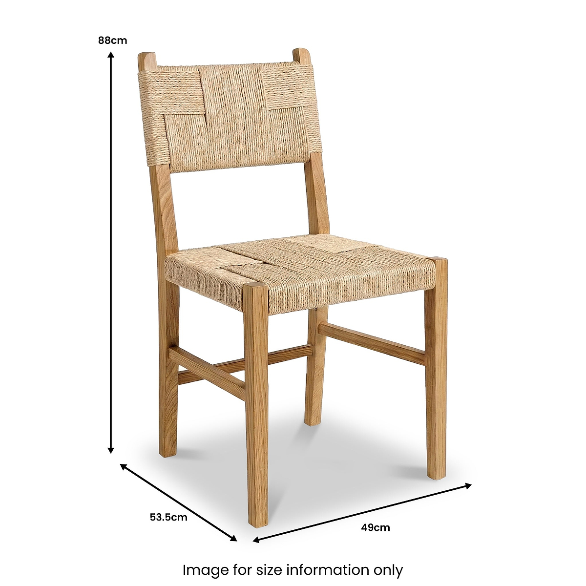 Zelah Oak Woven Dining Chair Size1 from Roseland Furniture