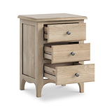 Celine Washed Oak XL 3 Drawer Bedside Table from Roseland Furniture