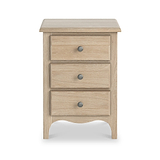Celine Washed Oak XL 3 Drawer Bedside Table from Roseland Furniture