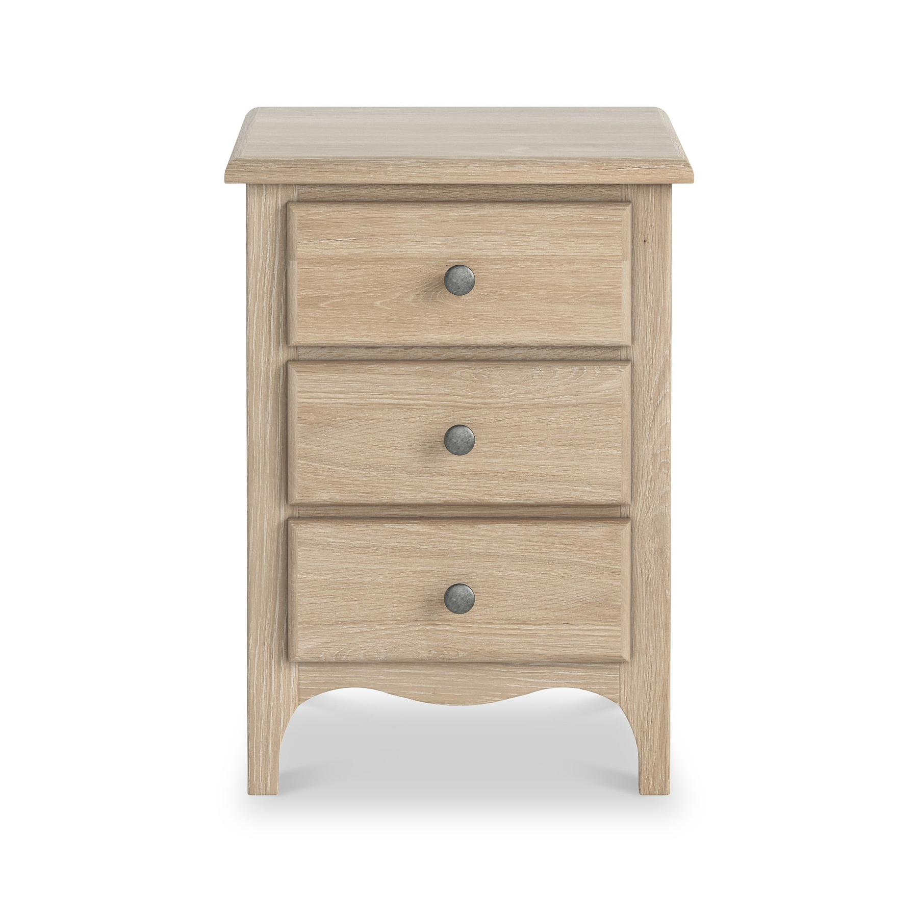 Celine Washed Oak XL 3 Drawer Bedside Table from Roseland Furniture