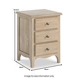 Celine Washed Oak XL 3 Drawer Bedside Table dimensions