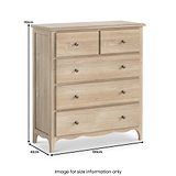 Celine Washed Oak XL 2 Over 3 Drawer Chest dimensions