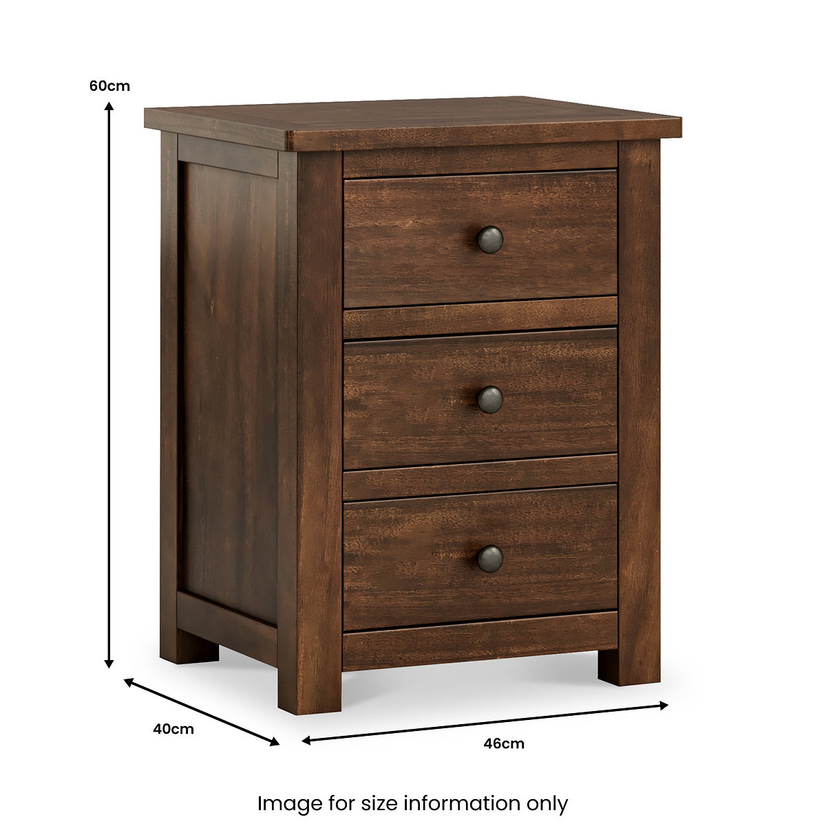 Duchy Acacia XL 3 Drawer Bedside from Roseland Furniture