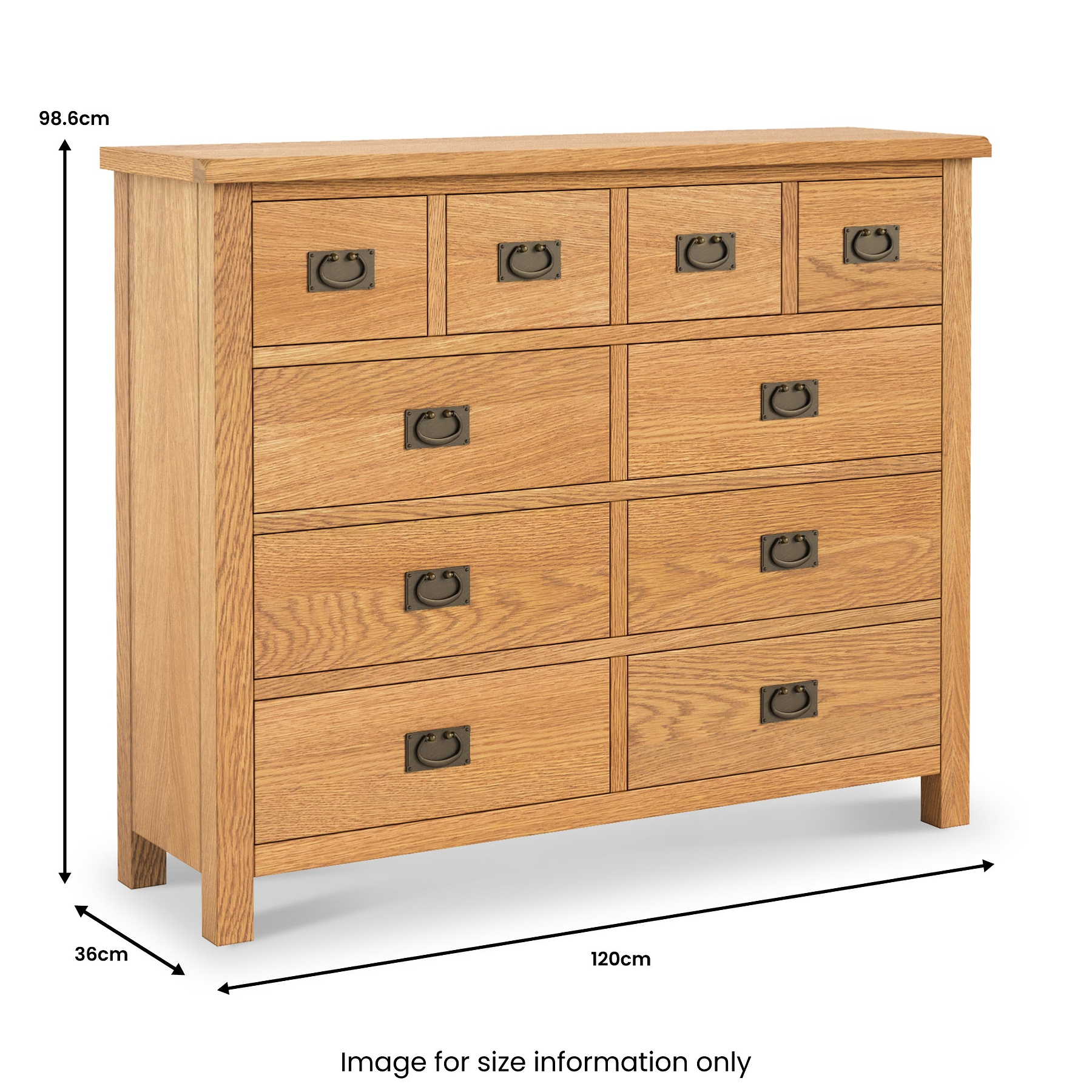 Surrey Oak 4 Over 6 Chest Of Drawers dimensions