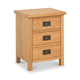 Surrey Oak XL 3 Drawer Bedside Table from Roseland Furniture