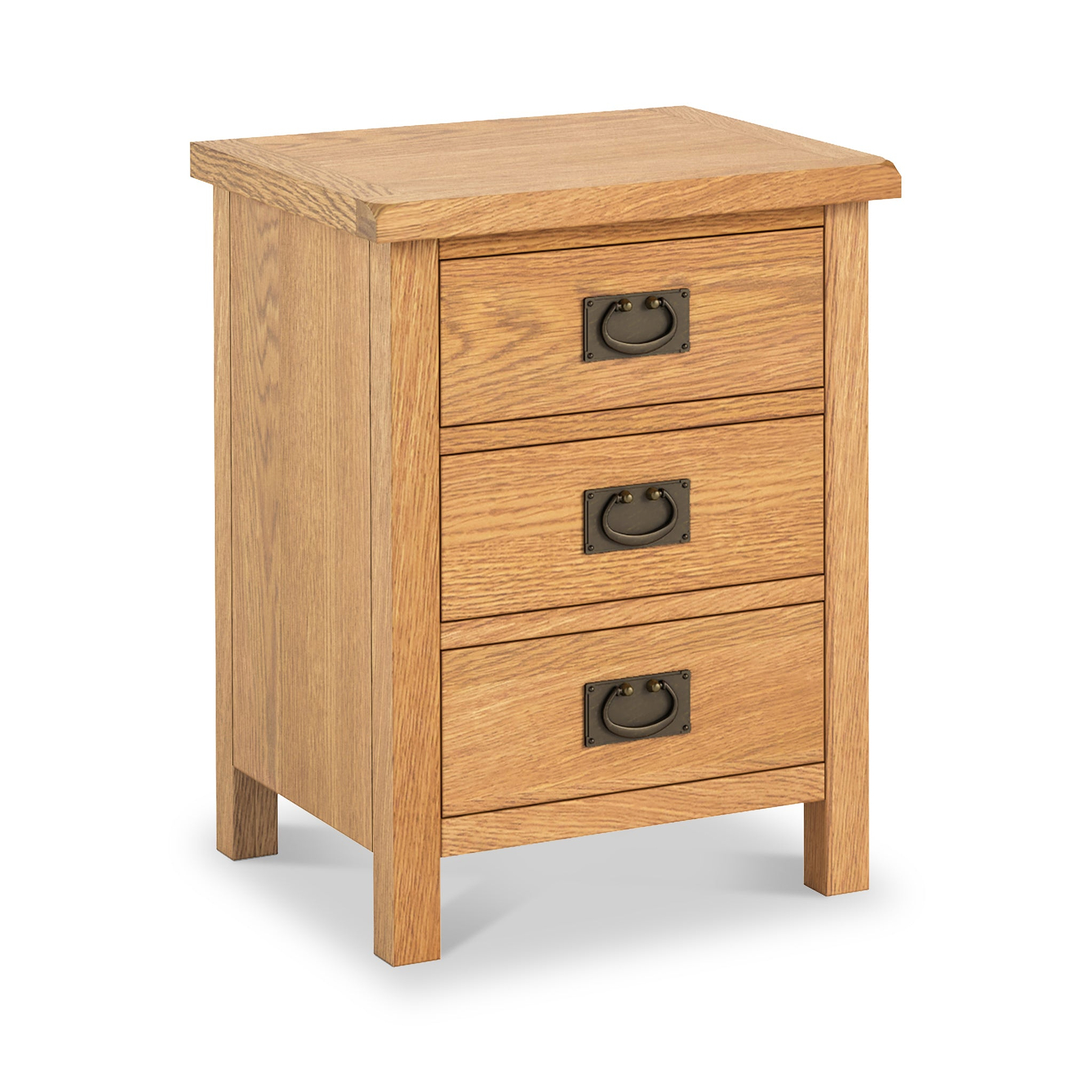 Surrey Oak XL 3 Drawer Bedside Table from Roseland Furniture