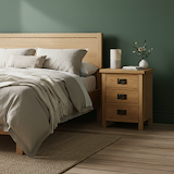 Surrey Oak XL 3 Drawer Bedside Table from Roseland Furniture