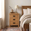 Surrey Oak XL 3 Drawer Bedside Table from Roseland Furniture