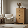 Surrey Oak XL Tallboy Chest for country rustic bedroom or living rooms