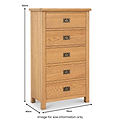 Surrey Oak XL Tallboy Chest dimensions