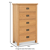Surrey Oak XL Tallboy Chest dimensions