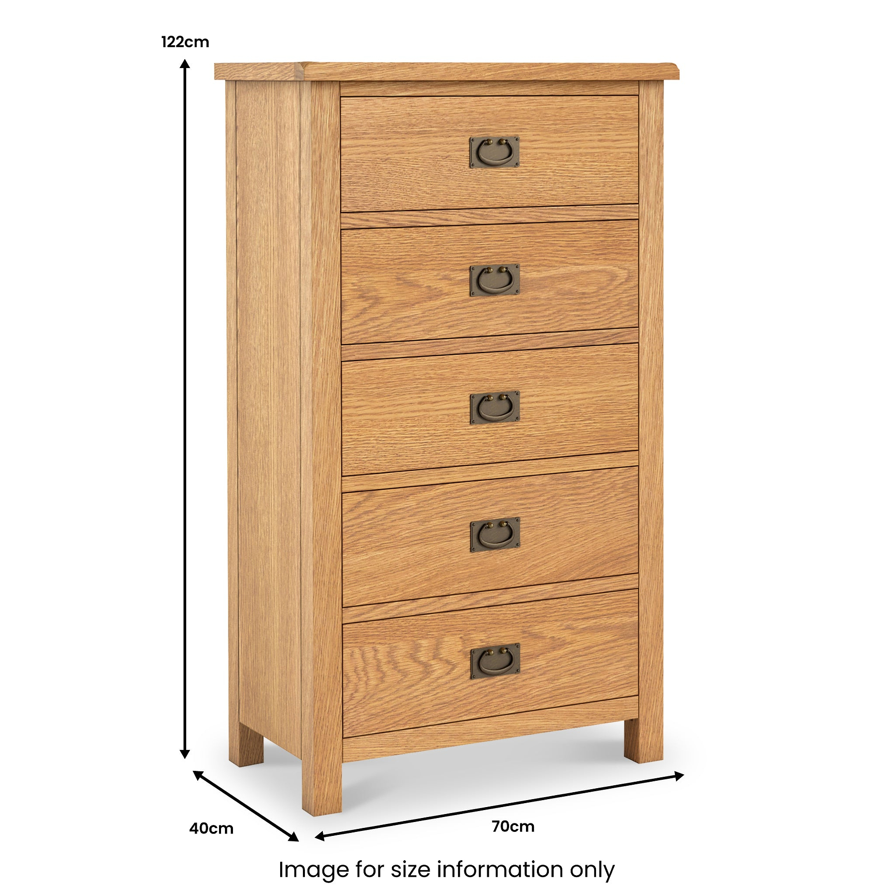 Surrey Oak XL Tallboy Chest dimensions