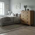 Surrey Oak XL 2 Over 3 Chest Of Drawers in a modern country bedroom