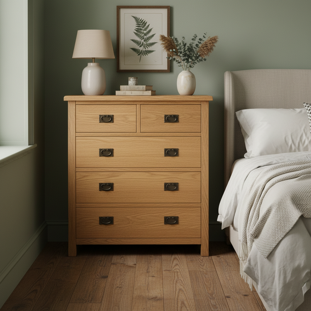 Surrey Oak XL 2 Over 3 Chest Of Drawers from Roseland Furniture
